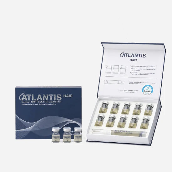Atlantis Hair Exosome + PDRN + Scalp & Hair Growth Factors (Ampoule 5 ml × 10 pcs & Soothing Moisturizer 15 ml × 1)