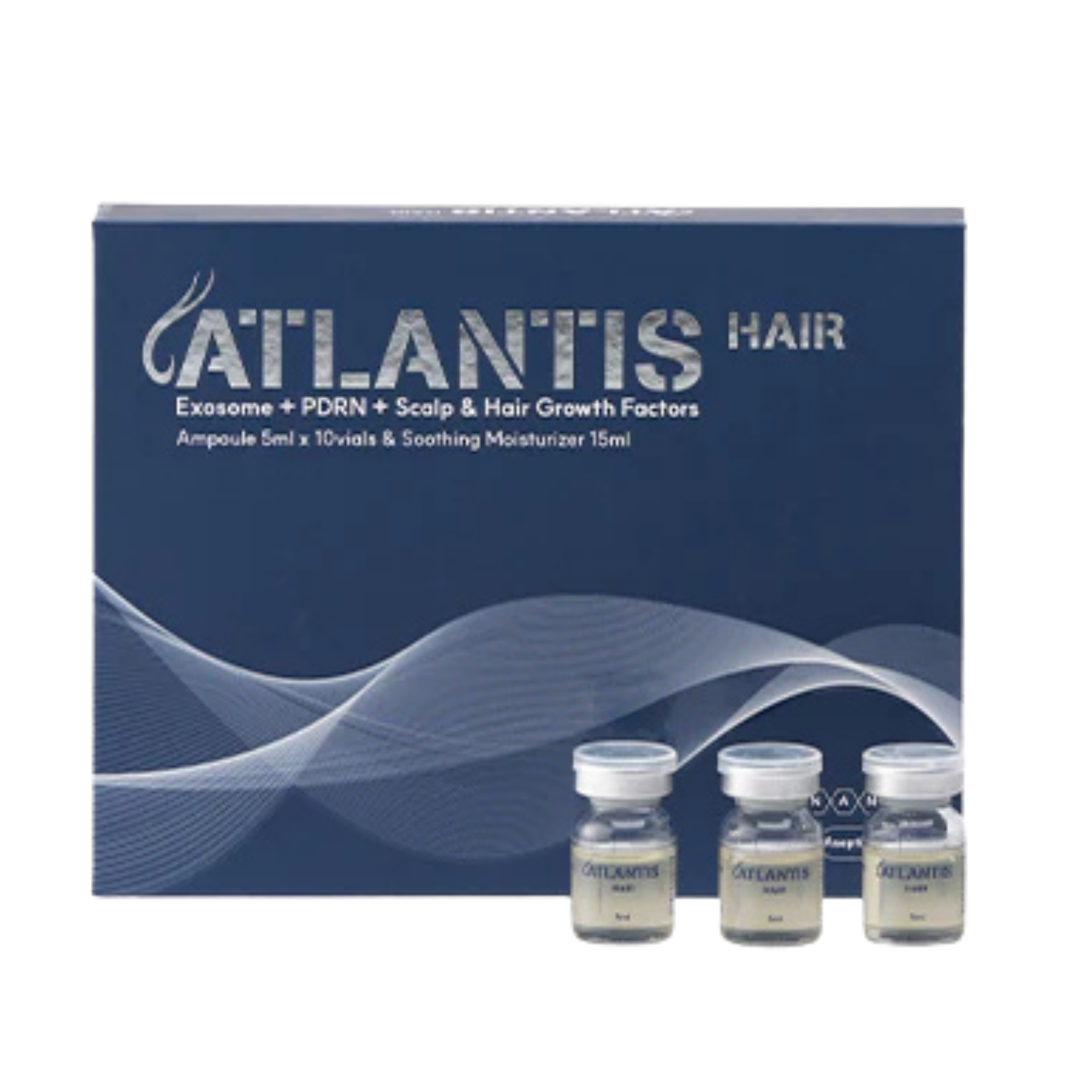 Atlantis Hair Exosome + PDRN + Scalp & Hair Growth Factors (Ampoule 5 ml × 10 pcs & Soothing Moisturizer 15 ml × 1)